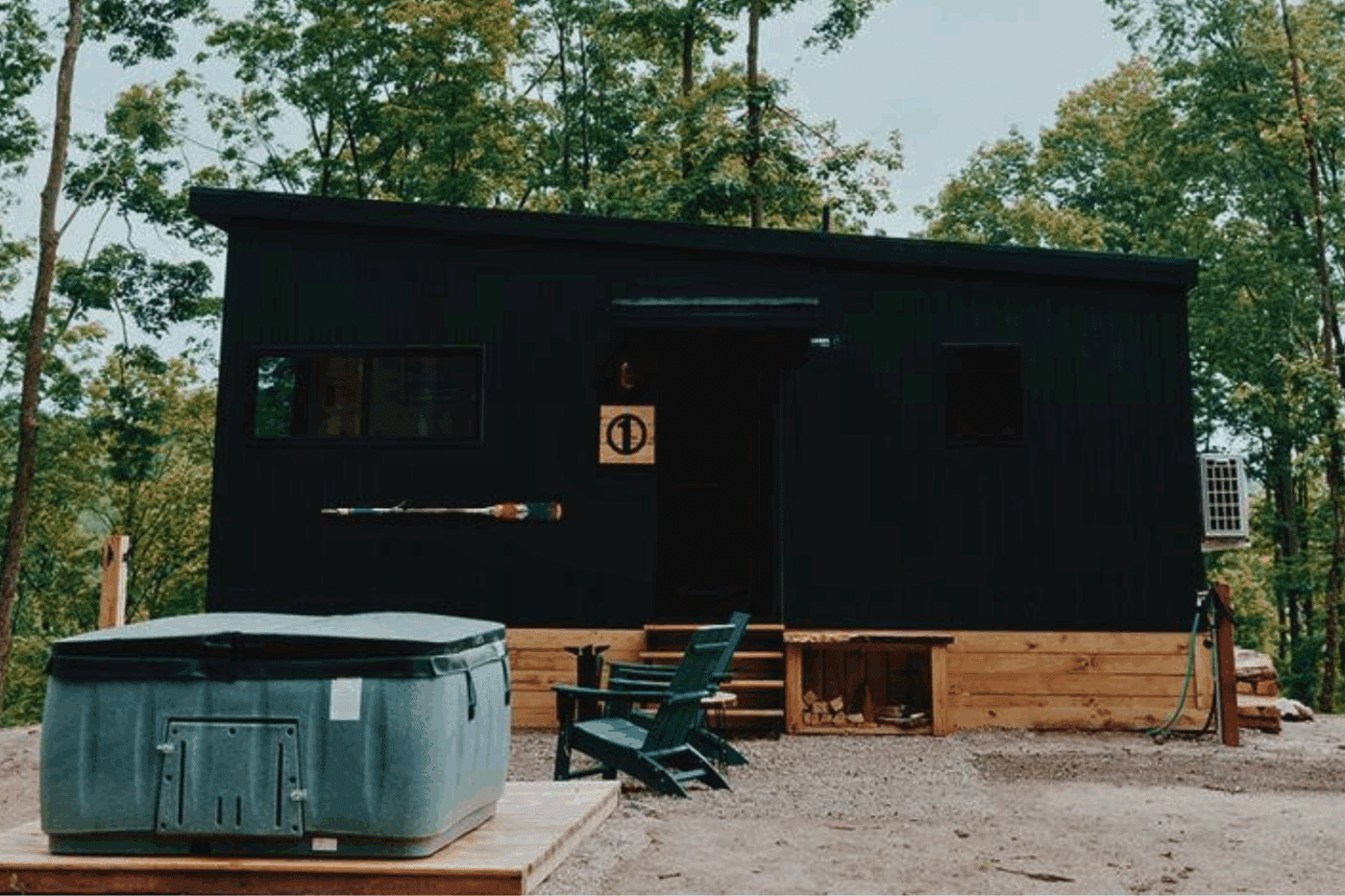 Modern Finished Nook Studio Park Model Tiny Home in East Jordan MI Retreat North Cabin 1