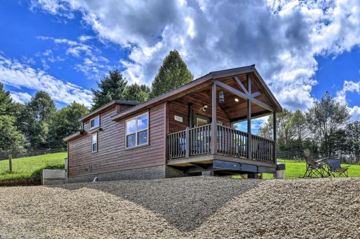 A park model using tiny home living ideas.