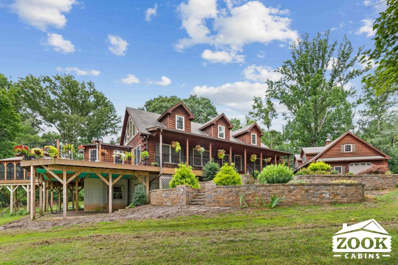 exterior of prefab cabin with deck