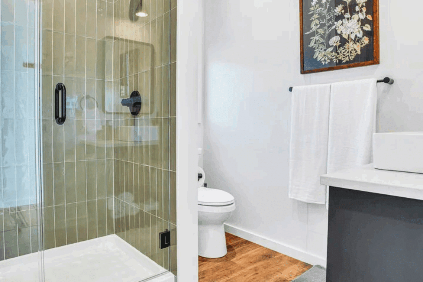 Bathroom of Rockwood park model tiny home built and designed by Psy Homes