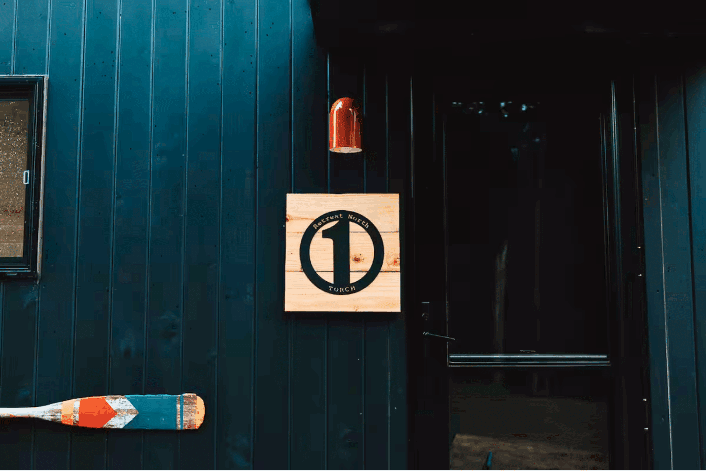entry to Nook Studio peak park model tiny home in boyne michigan Retreat North cabin 1