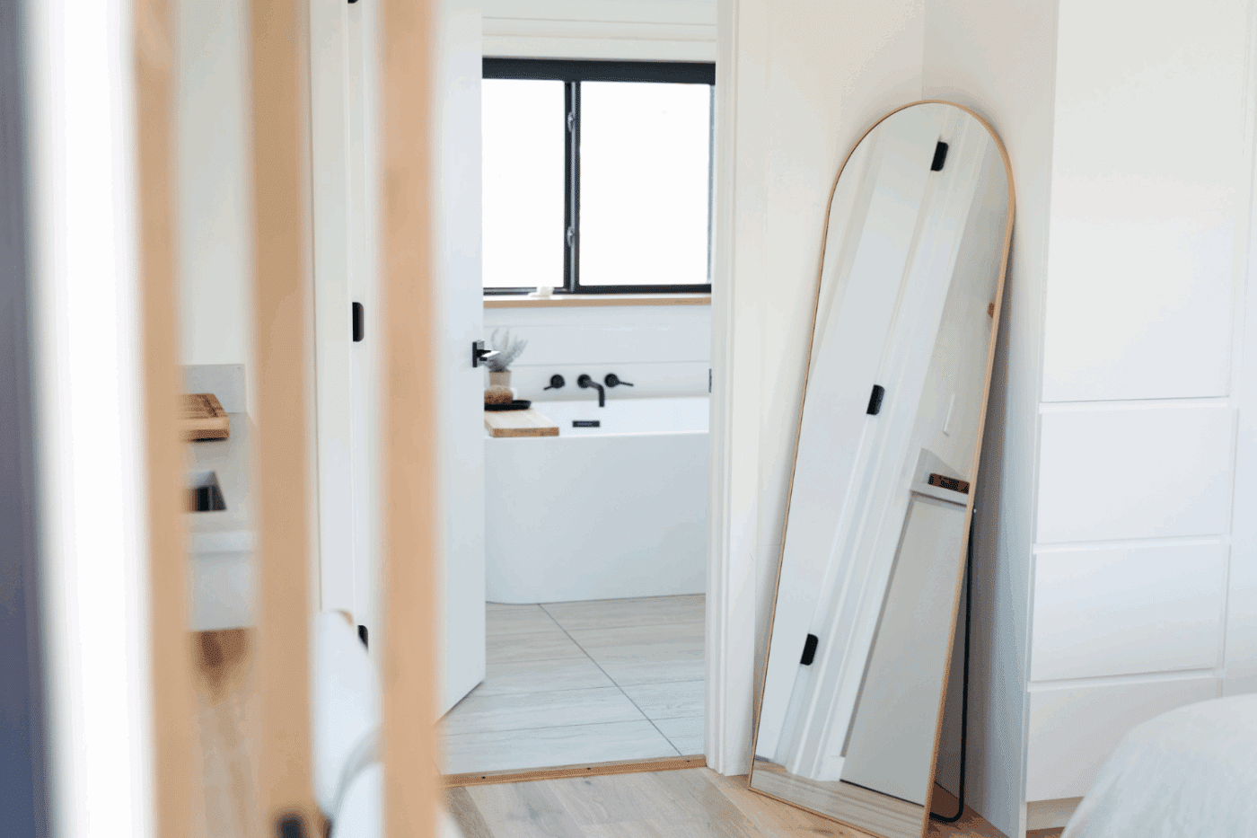 A Frame Studio in Buena Vista Colorado exterior bathroom view with bedroom storage