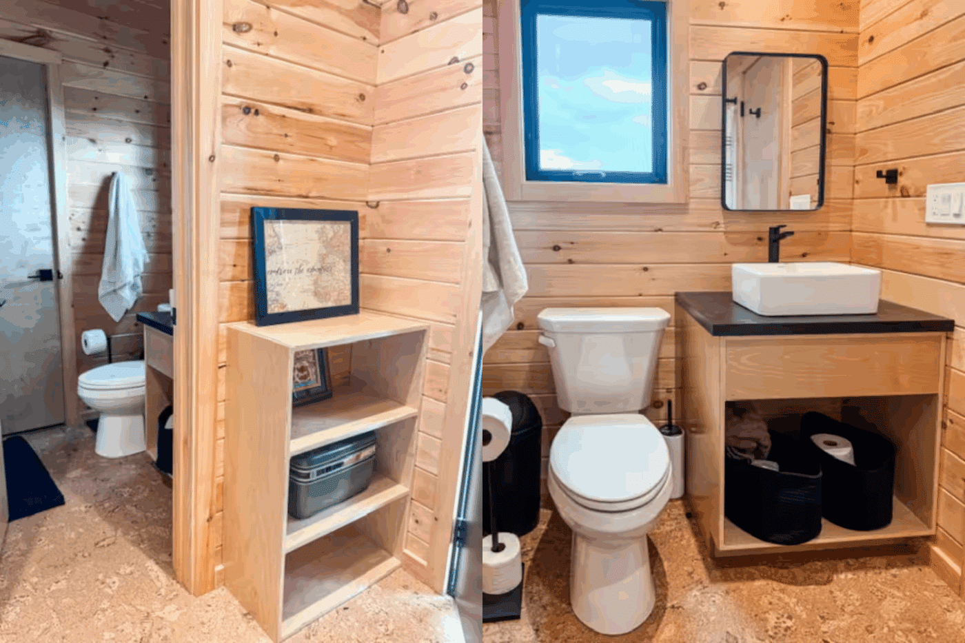 Nook Studio entry way and bathroom in Many Louisiana built and desiged by Psy Homes