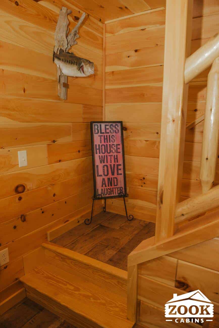 Glacier Log Home in Stroud OK stairway and landing