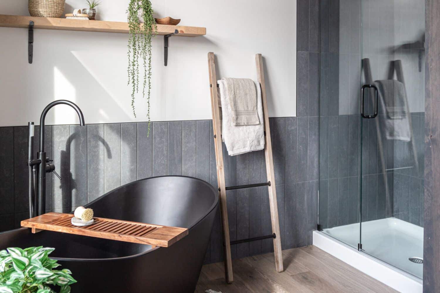 Kansas Tiny Home Bathroom with tub and shower