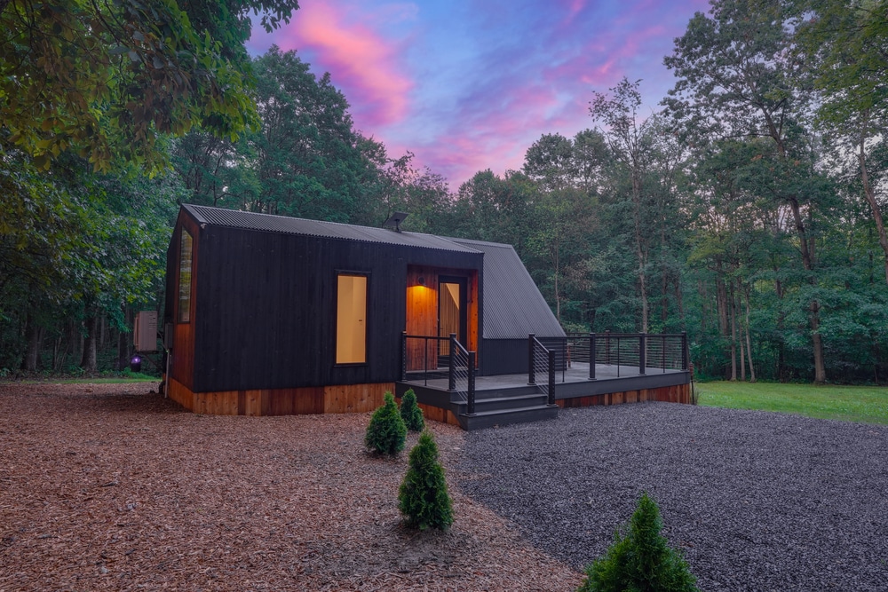 a frame park model tiny home entrance in Huntingdon PA