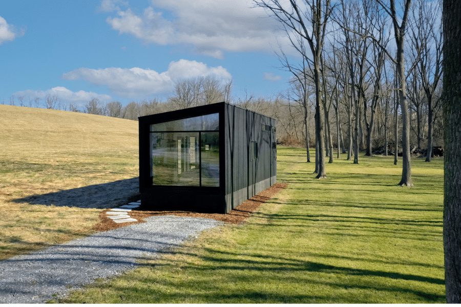 Luna park model tiny home in clearing by woods