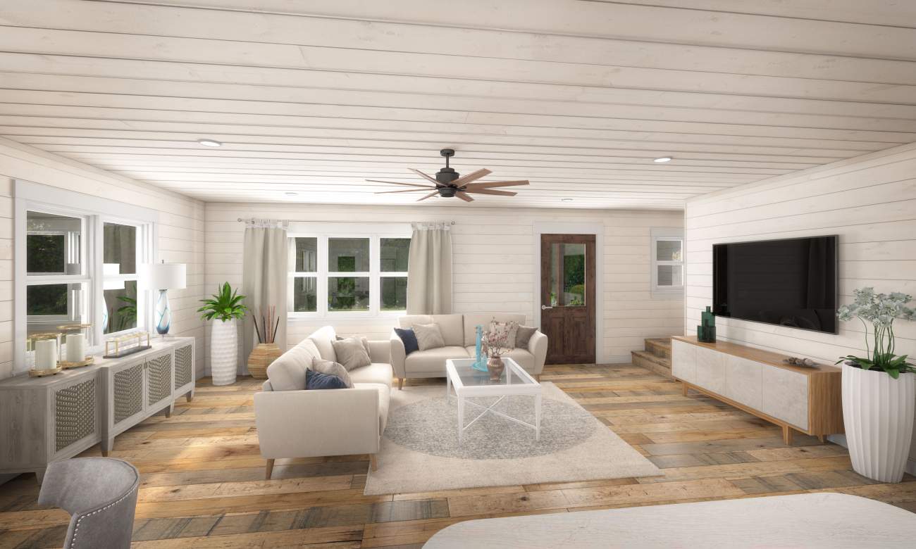 Beautiful Living Room and Great Room with a TV in the Modern Farmhouse Cabin