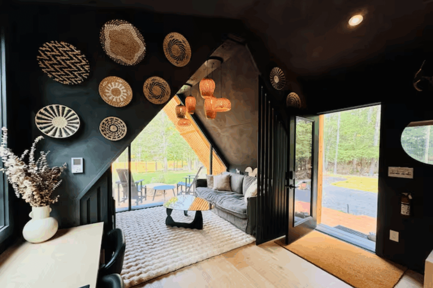 Customized interior by client of A Frame Zook cabins park model tiny home in Saugerties NY