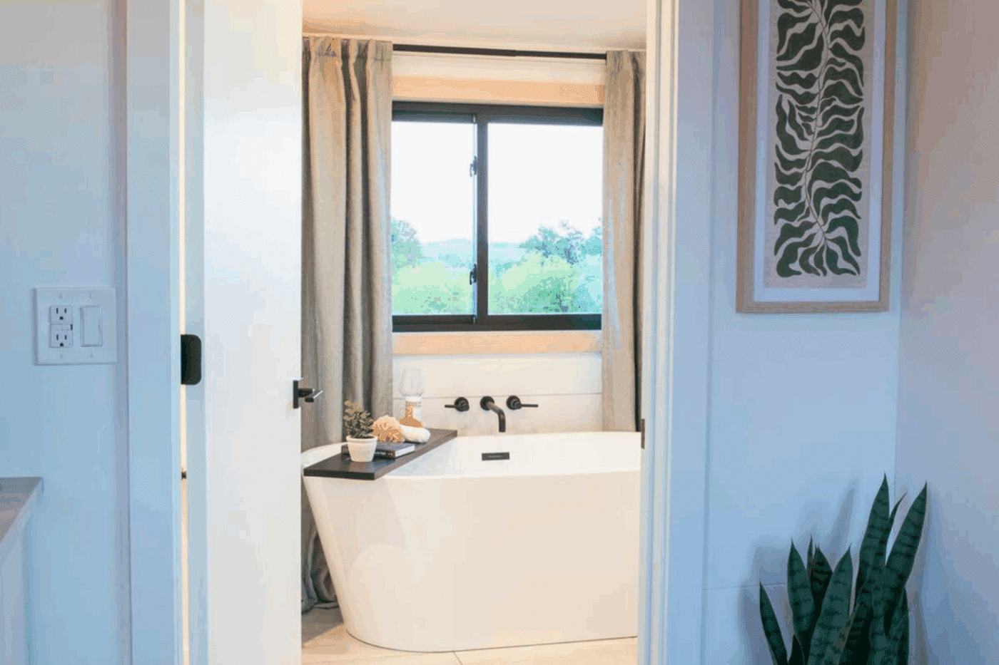 soaking tub in A frame park model tiny home in memphis missouri built and designed by Psy Homes