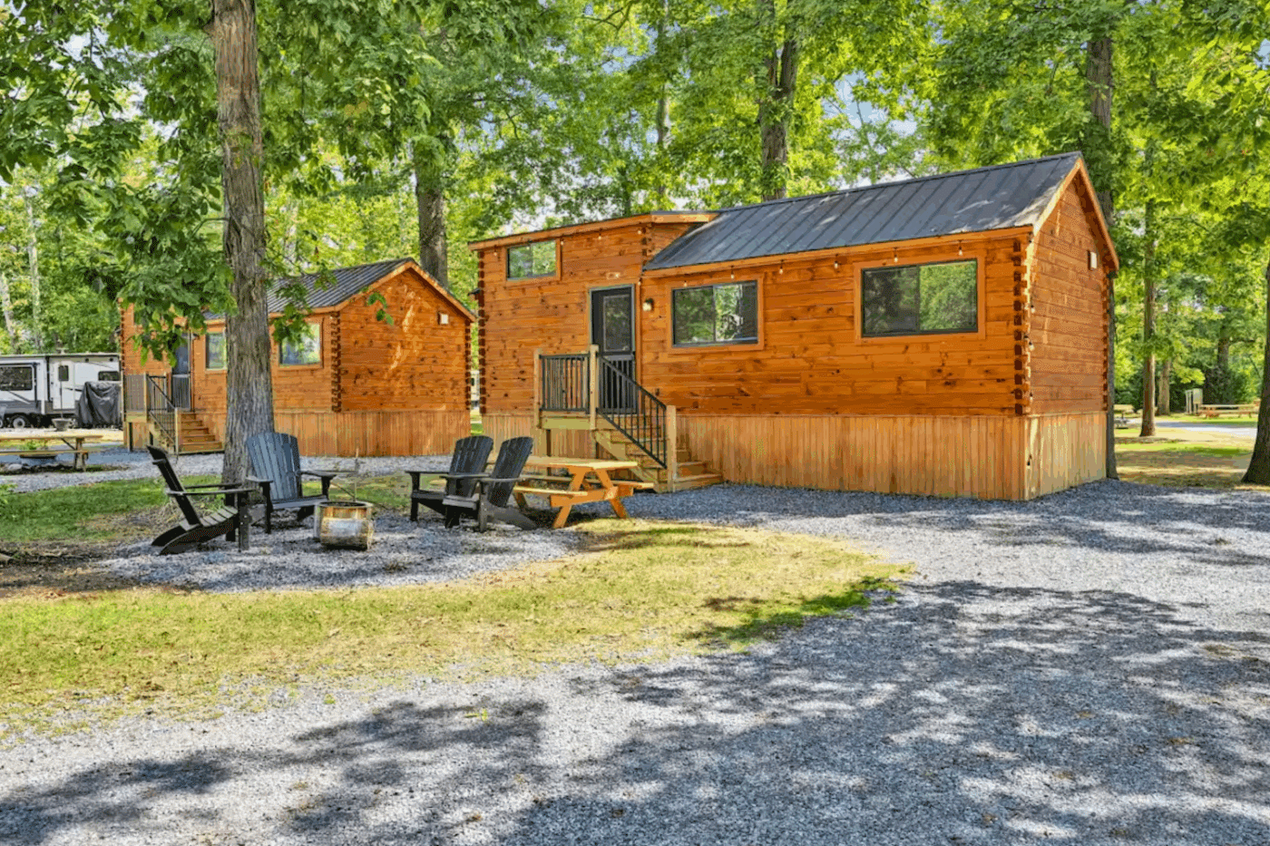 Pinecrest park model tiny home built and designed by Psy Homes at Red Run resort in New Holland Pa Site 66