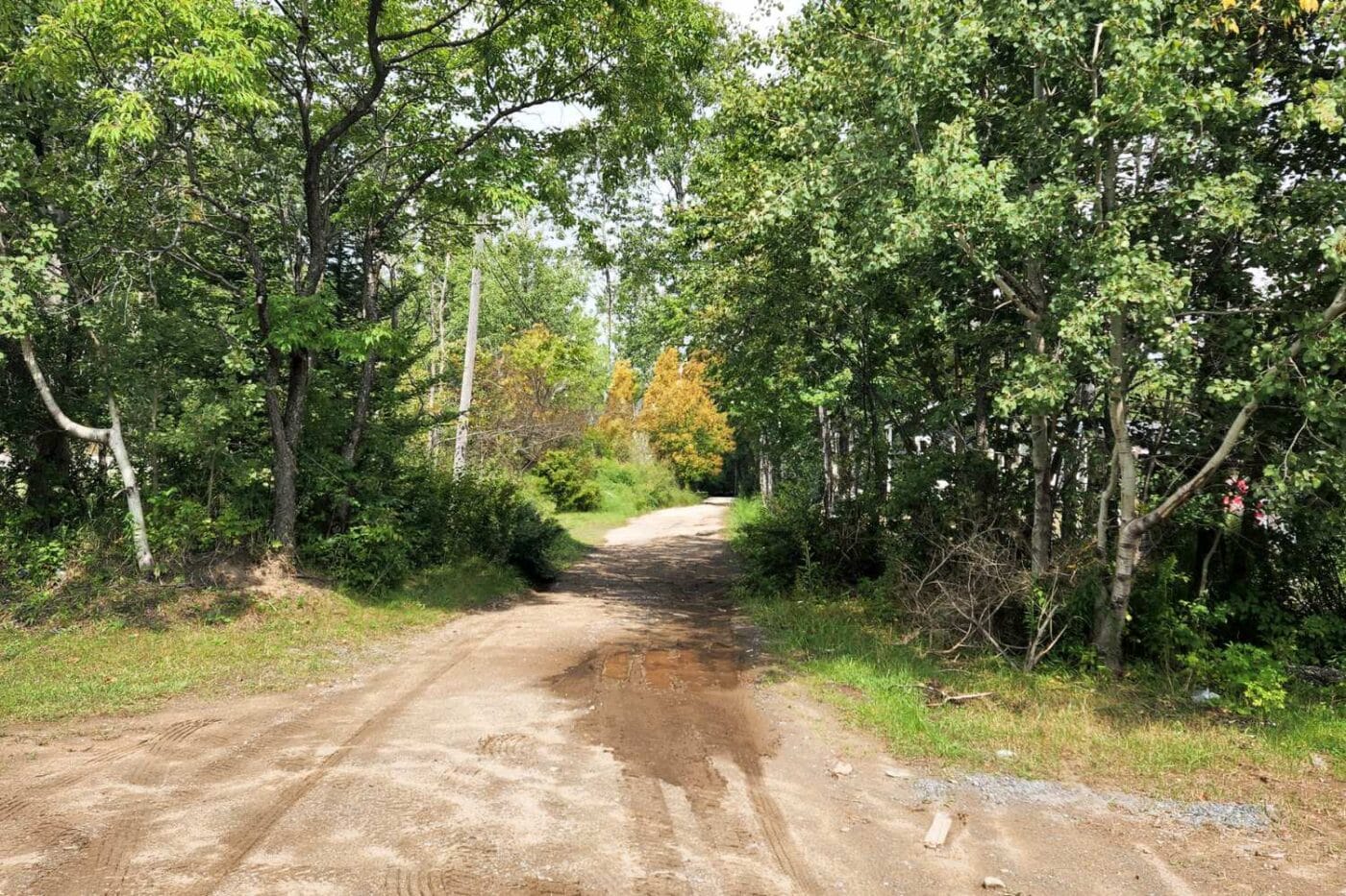 Campground Site Road where park model will travel to be placed