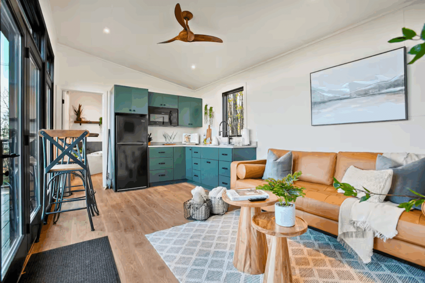 kitchen of Alpine park model tiny home in Pine Creek Township Pennsylvania