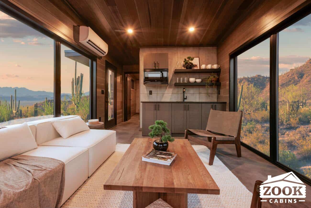 Luxury park model home with modern kitchen