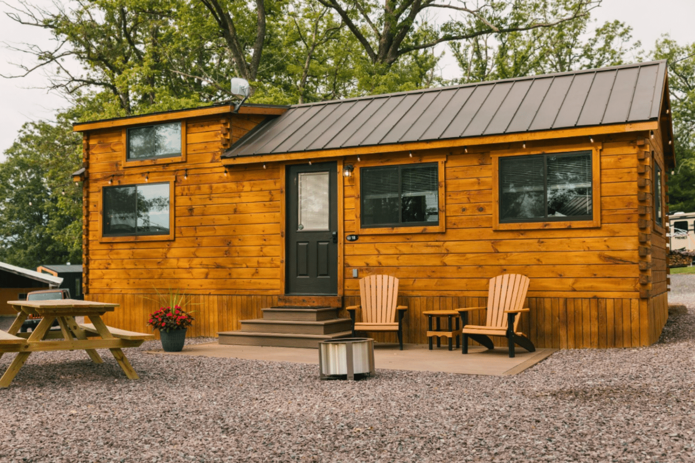 tiny log homes for rent at Somerset Campground resort