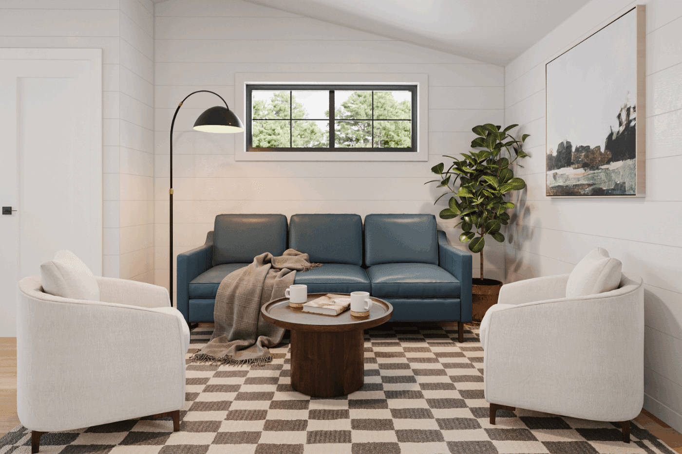 Modern cabin interior design mixes texture and material