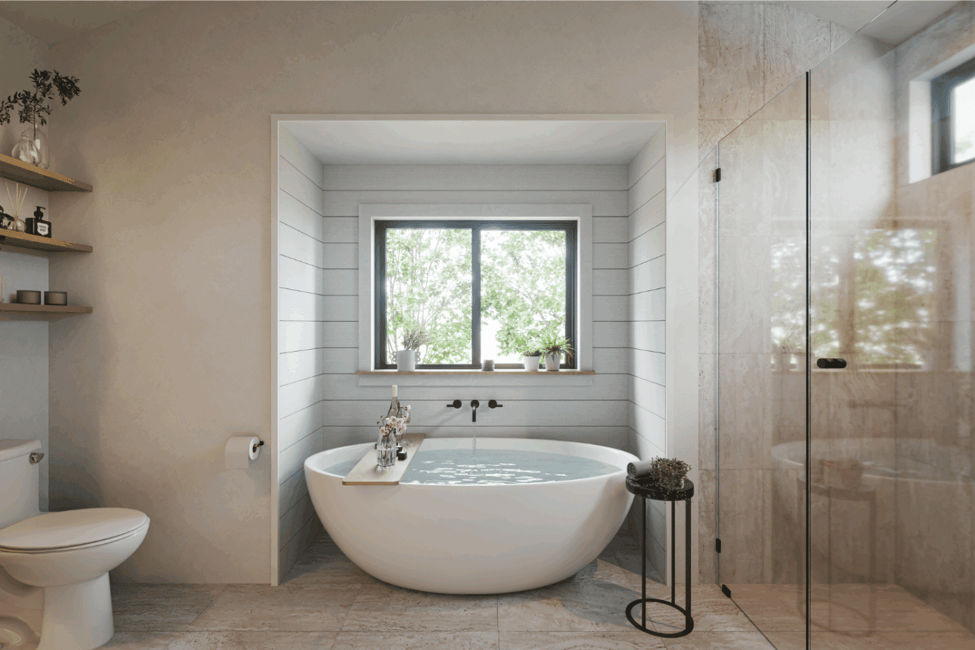 A frame studio bathroom inside park model bathrooms