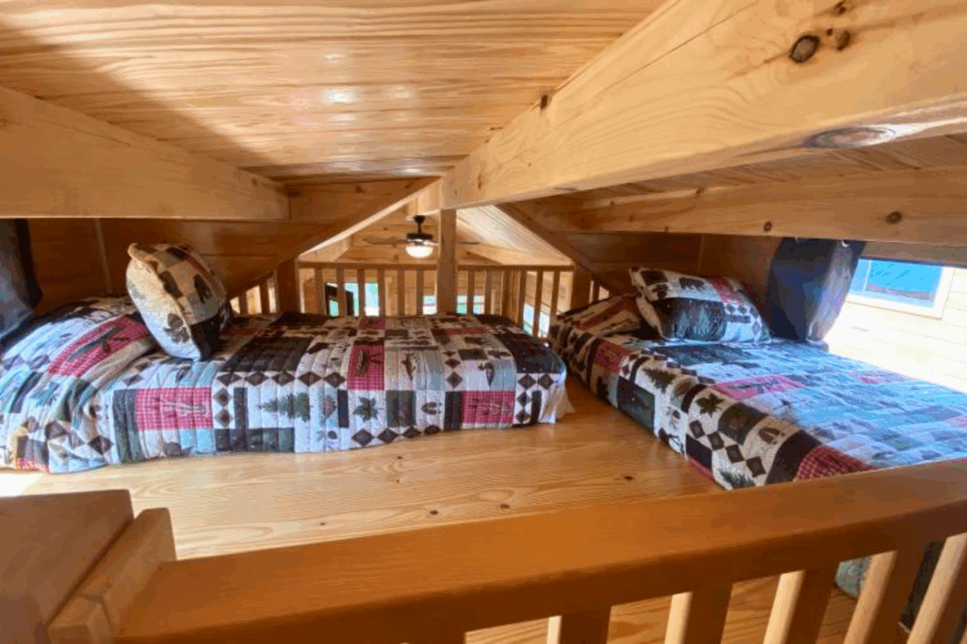 Aspen 1 park model log cabin tiny home in Houghton MI at Keweenaw Water Resort