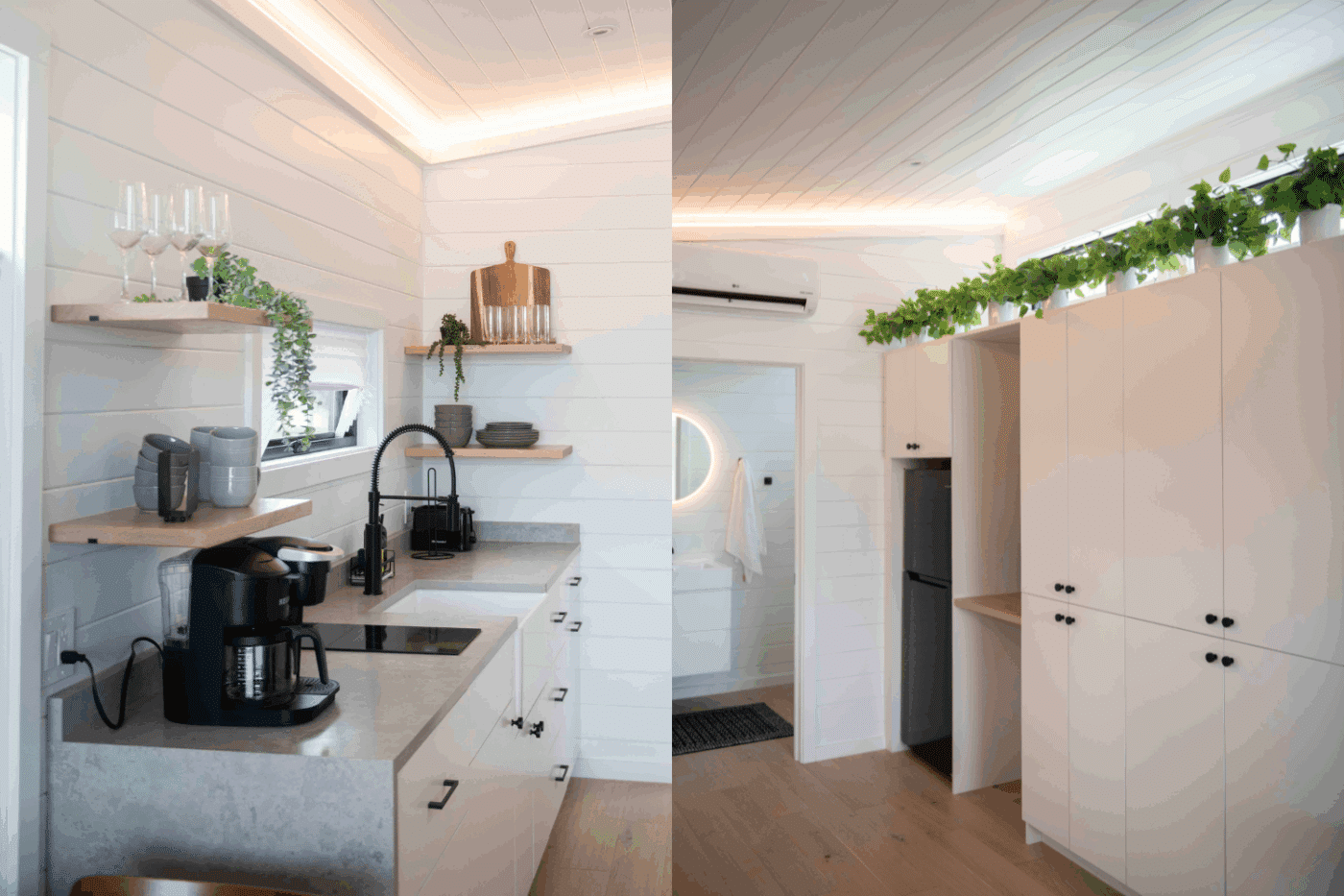 Red Run Resort Luna Park Model storage and and kitchen area