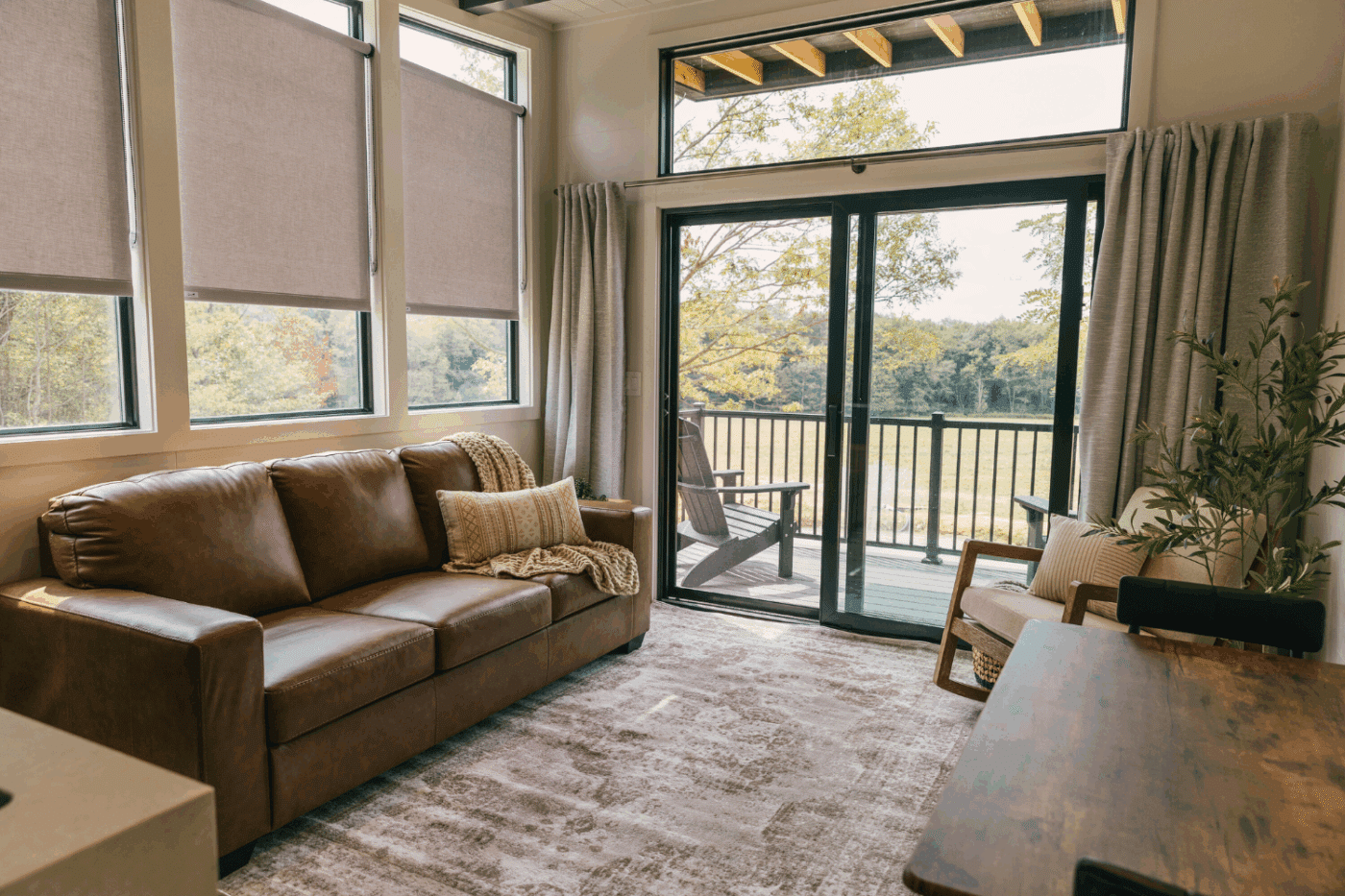 Rockwood park model tiny home living room of Zook cabins built tiny home