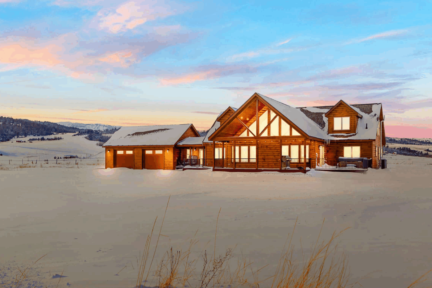 Canyon Lodge log cabins with good windows for improved energy efficiency