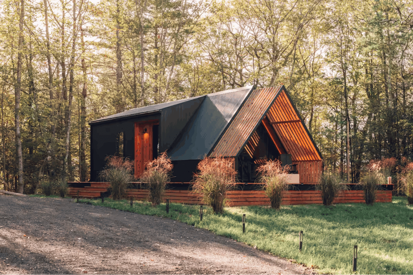 A Frame in Saugerties NY with wrap around porch built and designed by Psy Homes
