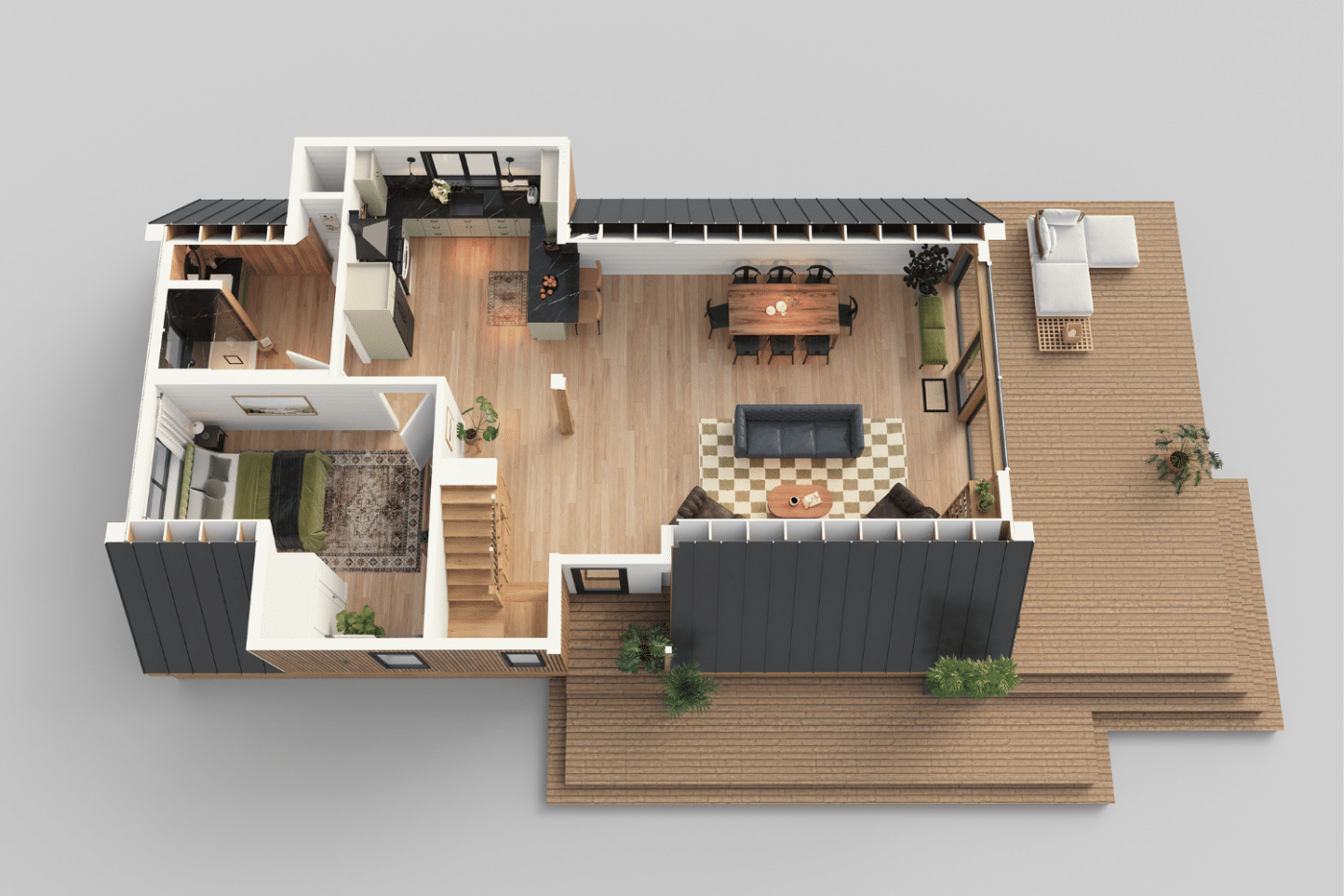 A frame 1st floor rendering designed by Psy Homes