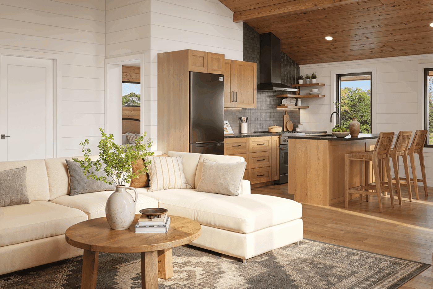 Living Room and Kitchen of Rivara ADU