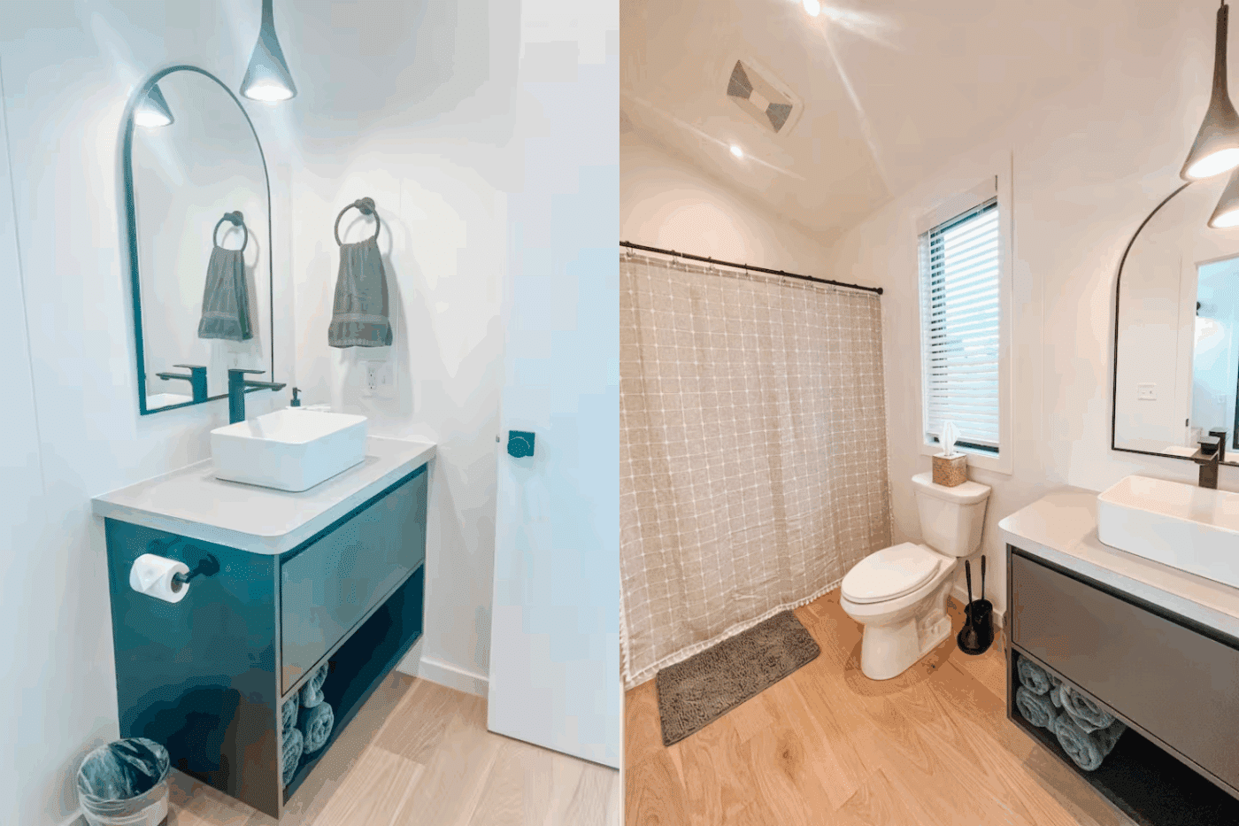 Bathroom of A Frame park model tiny home inCañon City Colorado at Royal Gorge RV Resort Peakview 4