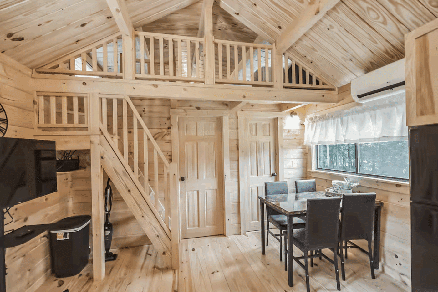 Pinecrest park model tiny home in strasburg pa with lofted sleeping area secondary bedroom full sized bathroom and dining area