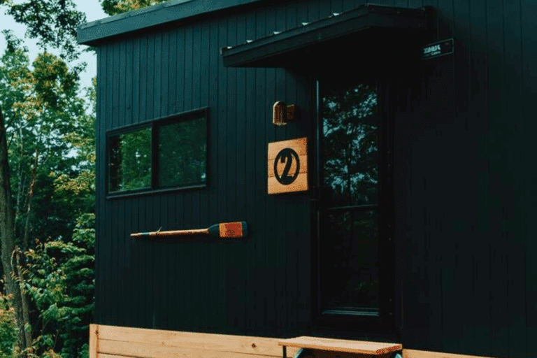 Modern Finished Nook Studio Park Model Tiny Home in East Jordan MI Retreat North Cabin 2