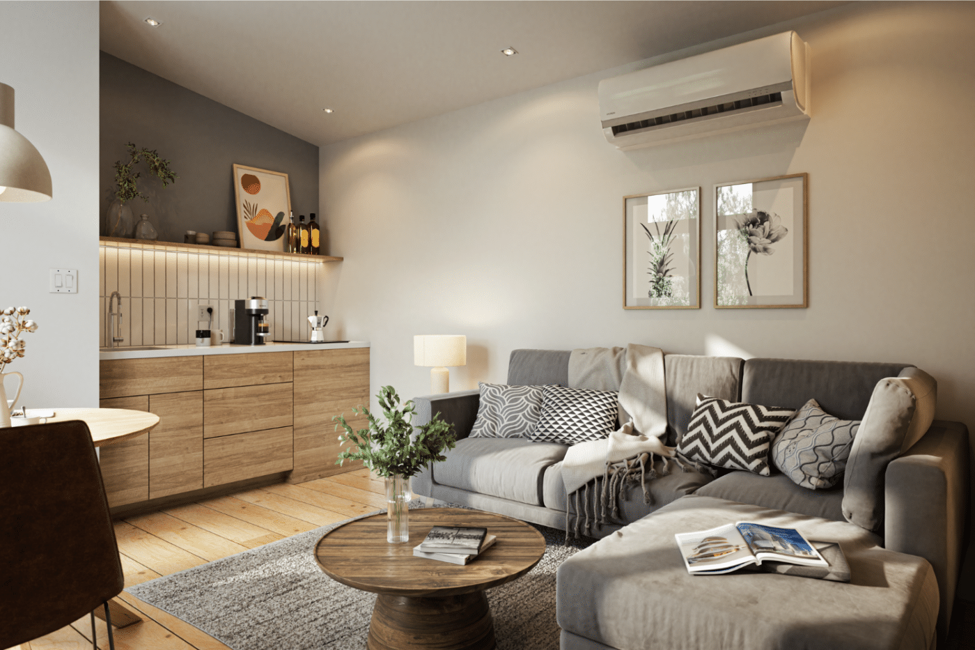 sonoma park model home living room space created and built by Zook cabins