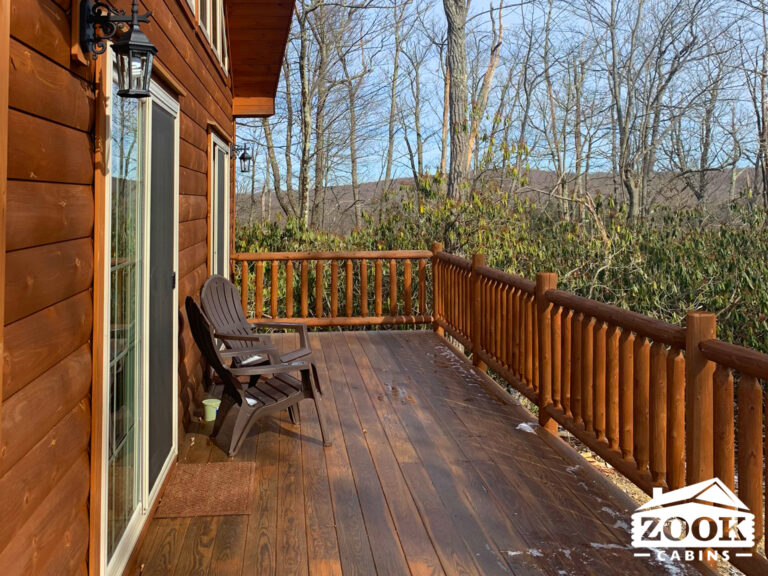 Chalet Cabin Porch area with a view