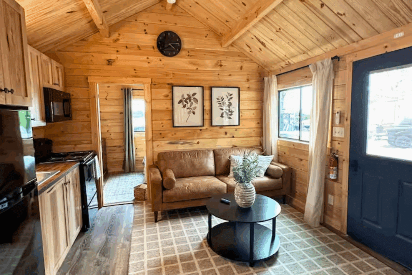 Common area of Pinecrest park model tiny home biult and designed by Psy Homes